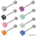 thumbnail image 1 of Barbell Tongue Ring with UV Acrylic Dice Bead, 1 of 1