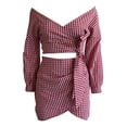 thumbnail image 2 of Nuevas Mujeres De La Gasa De Verano Con Cuello En V Cuello Chic Crop Top Mini Skirt 2 Piezas Set SG Macarena vestidos de mujer, 2 of 8
