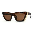 thumbnail image 2 of Womens Rectangular Thick Rim Gothic Cat Eye Plastic Sunglasses Tortoise Brown, 2 of 4