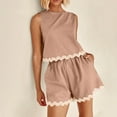 thumbnail image 2 of MuXiKeJi Clothes Two Piece Sets for Women Summer Lounge Short Sets Tank Square Neck Sleeveless Sweatsuit with Pocket, 2 of 6