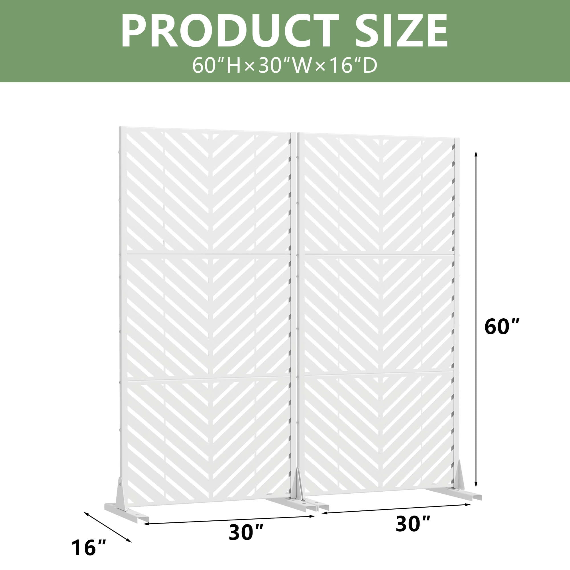MAYEERTY 2-Piece Outdoor Metal Privacy Screen 5ft White, 3-Panel Parallel Decorative Screen, Rust-Resistant for Patio