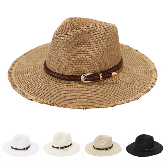 MuXiKeJi Clothes Sun Hats for Women, Wide Brim Straw Floppy Hat for Beach Summer Garden Packable Roll Up UPF 50