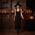 thumbnail image 6 of Wide Brim Curly Peak Halloween Witch Costume Hats for Women Soft Lightweight Foldable Wizard Headwear Decorative Accessory for Night Party Wear,Black, 6 of 6