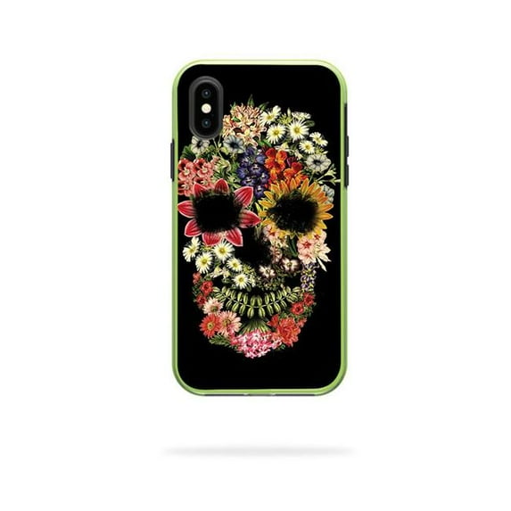 MightySkins LIFSLIPX-Floral Skull Skin Decal Wrap for LifeProof SLAM iPhone X or XS Case Sticker - Floral Skull