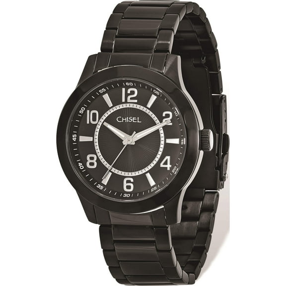 Fashion Mens Chisel Stainless Steel Black Ip-Plated Dial Watch (8.5 X 1.75) Made In China tpw91