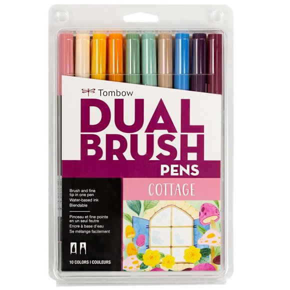 Tombow Dual Brush Pen Set, 10-Colors, Cottage