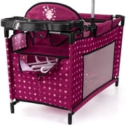 Bayer Design Dolls: Multi Bed - Hot Pink, Dots, Fairy - Playpen For Dolls Up To 18, Built-In Highchair & Mobile, Pillow & Blanket, Kids Toy, Age 3+