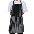 thumbnail image 1 of Daisyyozoid Wholesale Adjustable Black Stripe Bib Apron With 2 Pockets Chef Kitchen Cook Tool WH, 1 of 2