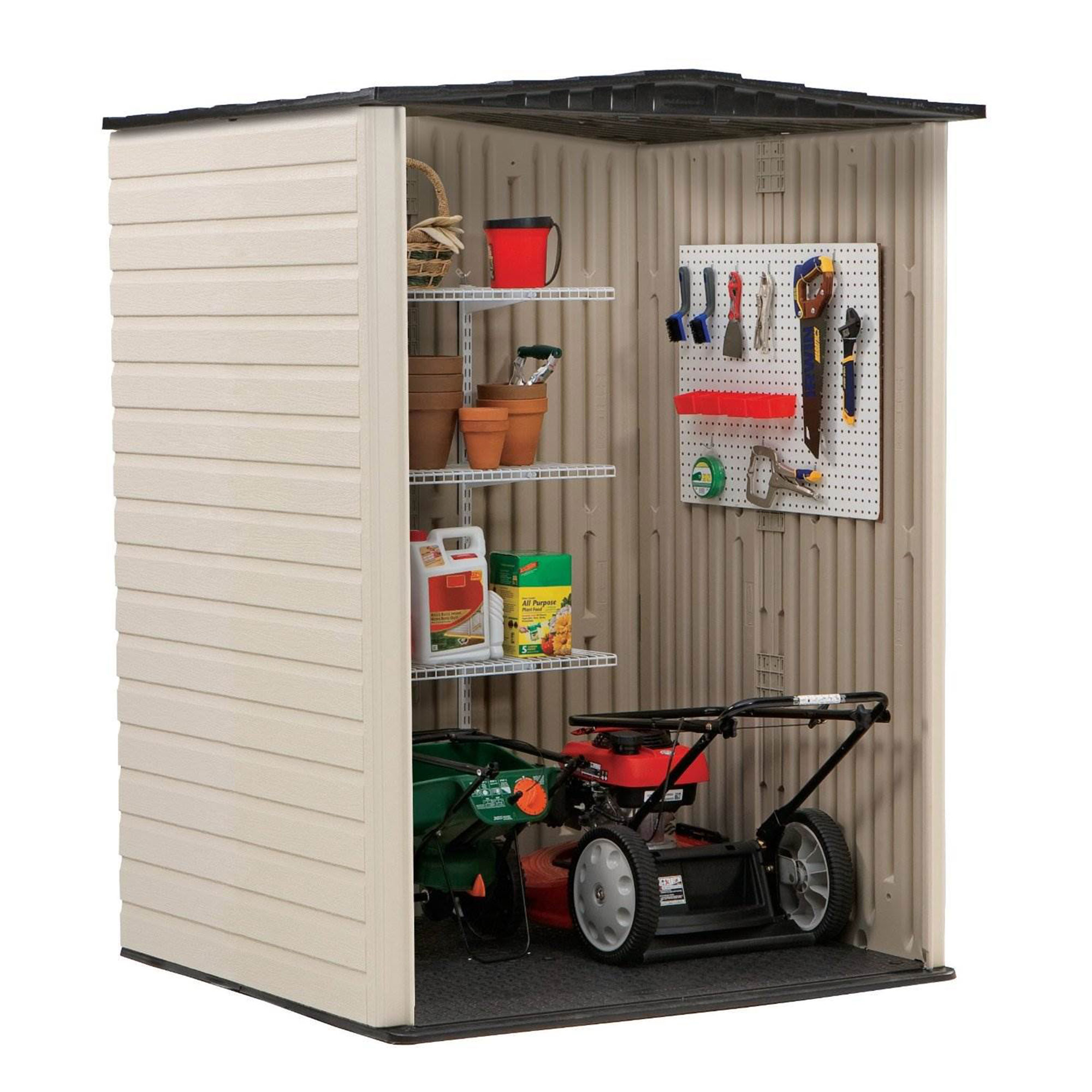 Rubbermaid Outdoor Medium Vertical Storage Shed, Resin, Beige, 72" H x 53.2" W x  57" L - image 2 of 4