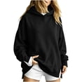 thumbnail image 2 of Women's Winter Sporty Top Mock Neck Raglan Sleeves Loose Hooded Sweatshirt Long Sleeve Split Cuff Tops Casual Fashion Pullover, 2 of 6