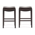 thumbnail image 1 of Saddle Seat Counter Stool,Bar Stools Set of 2,Modern Rivet Design Upholstered Kitchen Bar Stool, PU Leather Saddle Stools for Kitchen Island, Brown, 1 of 6