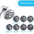 thumbnail image 3 of Fithood Rain Shower Head - High Pressure Handheld Showerhead & Rain Showerhead Combo with 7 Spray Setting, 2 in 1 Shower Head System Stainless Steel Extra Long Shower Hose，Chrome 1.8 GPM, 3 of 5