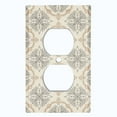 thumbnail image 2 of Metal Light Switch Plate Outlet Cover (Damask Ornament Tan Pattern - Single Duplex), 2 of 2