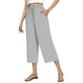 thumbnail image 3 of Pantalon Grand Taille Haute en Lin pour Femmes avec Cordon de Serrage Réglable pour Confort et Style Décontractés, 3 of 4
