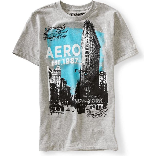 Camiseta gráfica Aeropostale Mens Nyc Fashion Dist. gris extragrande
