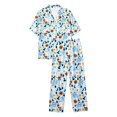 thumbnail image 4 of Huowey Womens Halloween Pajamas Set Short Sleeve Button Down Tops And Pants 2 PC Ghost Pumpkin Graphic Lapel Leisure Daily Loungewear,Blue,L, 4 of 4