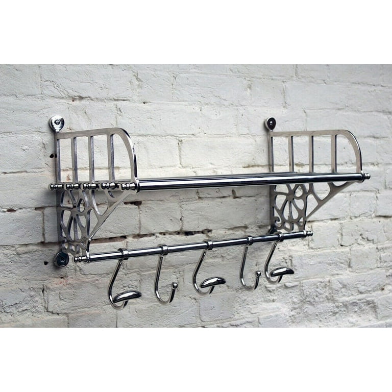 Vintage Style Luggage Train Wall Mounted Rack With Shelf Hooks