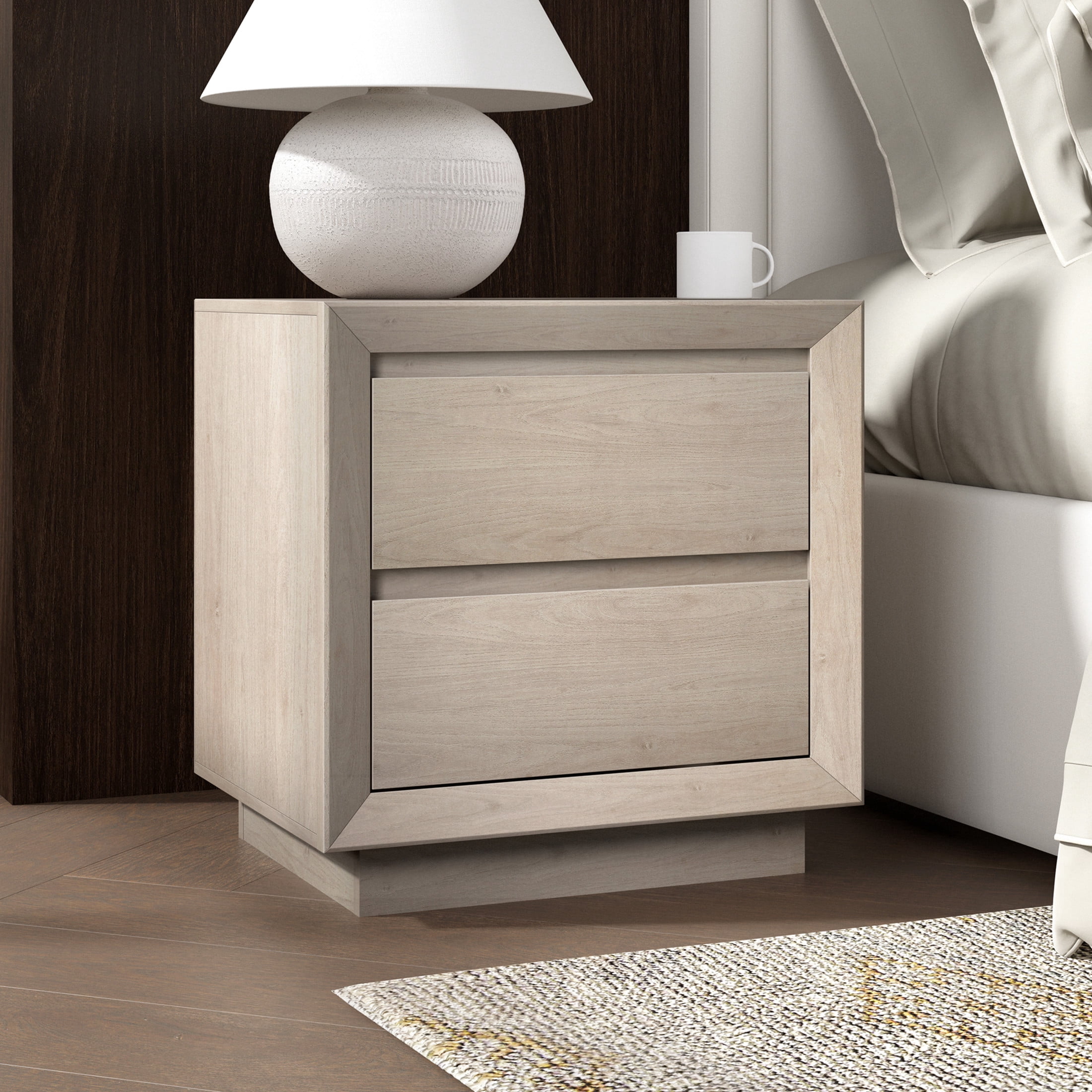 Evelyn&Zoe Modern/Contemporary 24" Wide Alder White Nightstand
