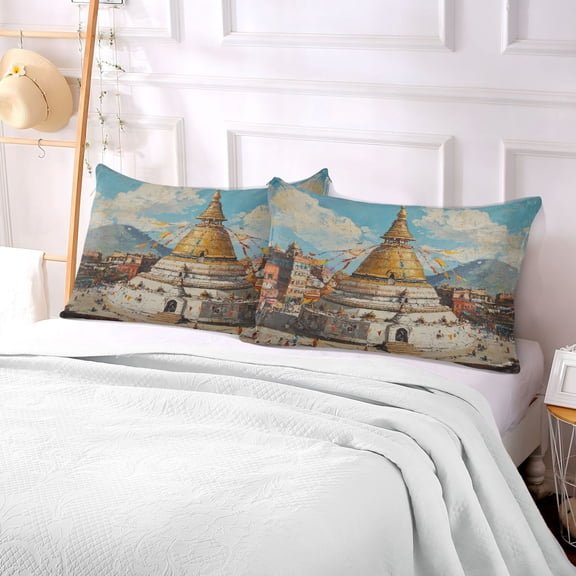 Pillow Case Plush Pillow Swayambhunath Tower Case standard size/King size/Queen size Bed Pillow Pillowcases