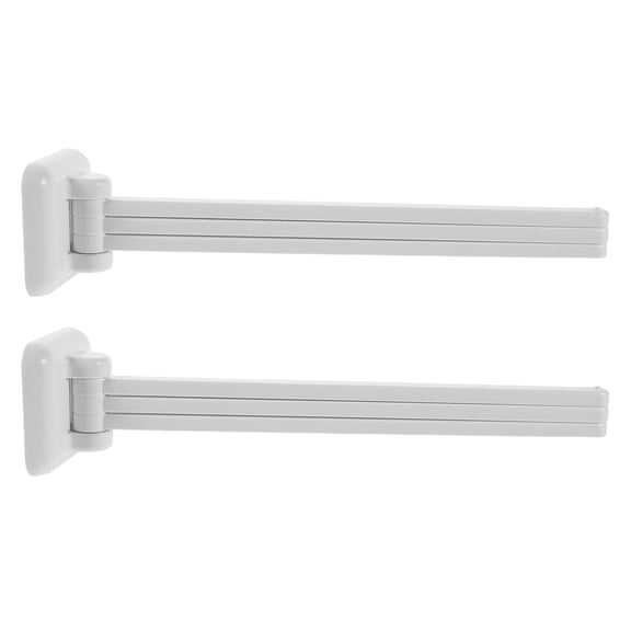 GAXIRE 2Pcs Rotating 3 Arm Swing Arm Towel Rack White Self Adhesive Wall Mounted
