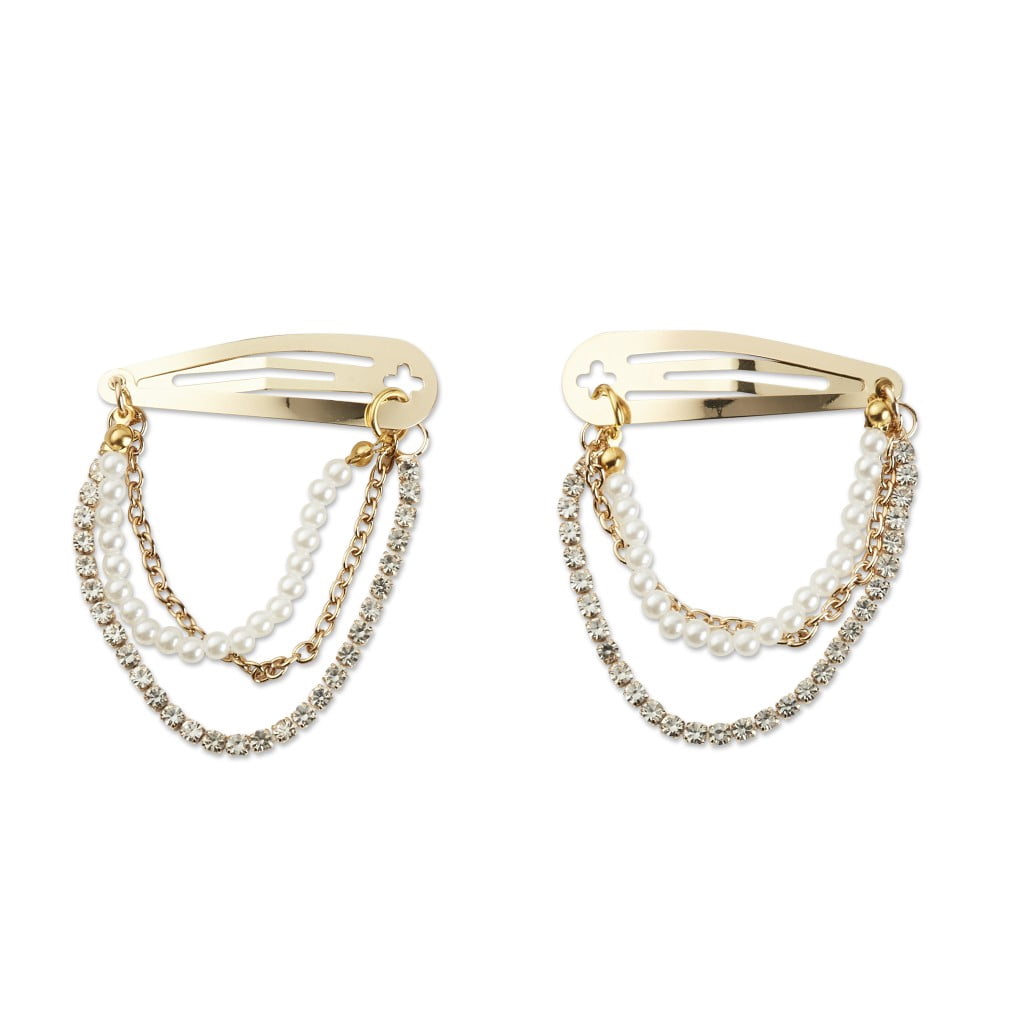 Gold Tone Chain Link Hair Clips 2 Pack 2 pc Gold Chain Hair Clips – The Stylish Daisy main image 4