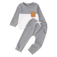 thumbnail image 2 of JTieacloth 2Pcs Boys Outfits Set Boys Long Sleeve Color Crewneck Pullover Hoodie And Pants Outfit For Toddlers And Kids,Sizes 6-12 Months(Gray), 2 of 6