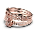 thumbnail image 4 of Gorgeous Minimalist Art Deco 2.25 Carat Pear Cut Authentic Morganite And Diamond Moissanite Engagement Ring, Two Matching Band, Twisted Band Wedding Ring in 10k Solid Rose Gold Gift For Her, 4 of 4