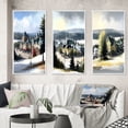 thumbnail image 1 of Designart "Winter s Magic at Mont Tremblant II" Forest Framed Wall Art Set Of 3 - Green Traditional Frame Canvas Set For Living Room Decor, 1 of 6