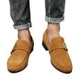 thumbnail image 2 of Xfvqtps Mens Casual Shoes British Style Suede Surface Metal Buckle Fashion Classic Comfortable Soft Sole Casual Matte Moccasins Shoes Yellow, 2 of 9
