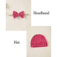 thumbnail image 4 of KIMI BEAR Newborn Baby Girls Outfit Set 0-3 Months Clothes Ruffle Long Sleeves Color Block Romper Bowknot Pants with Headband and Hat 4pcs Winter Clothing Pink, 4 of 9