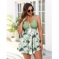 thumbnail image 2 of a.Jesdani Women Plus Size Swimsuit Two Piece Tummy Control Bathing Suits Flowy Tankini Swimwear with Drawstring Boys Shorts Swim Dress Green 2X, 2 of 12