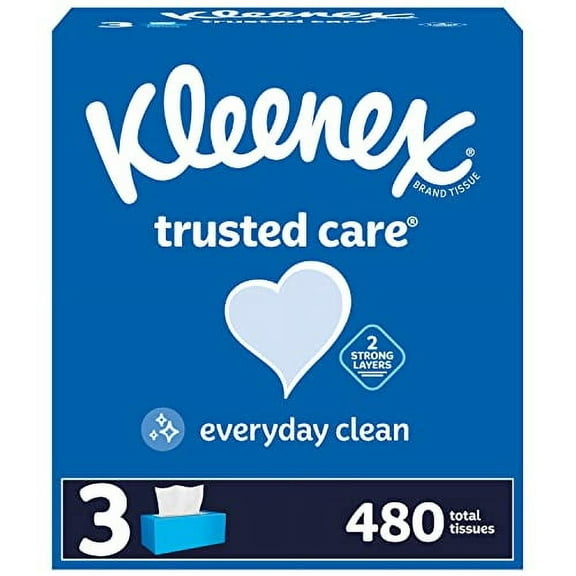Kleenex Ultra Soft Facial Tissues, 3 Flat Boxes, 120 Tissues per Box, 3-Ply (360 Total), Packaging May Vary
