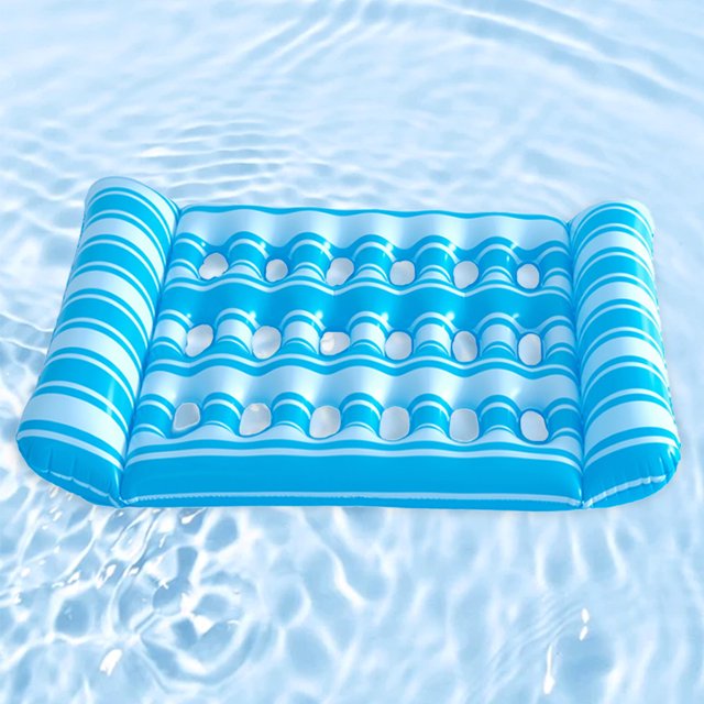 Hamaca plegable inflable de la cama flotante para la fiesta en la piscina (azul claro)