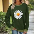 thumbnail image 2 of UTSJKR Color Block Sweatshirts for Women Daisy Printed Loose Crewneck Pullovers Long Sleeve Cute Graphic Tees Casual Tunic Blouse Army Green S, 2 of 7