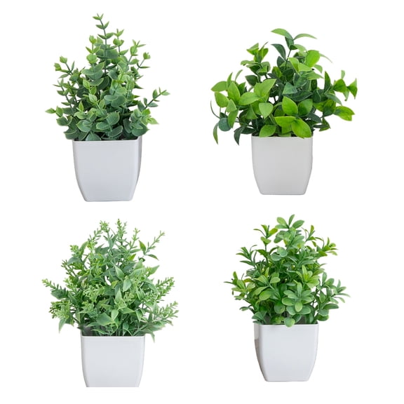 8in. Artificial Mini Potted Plants - Set of 4