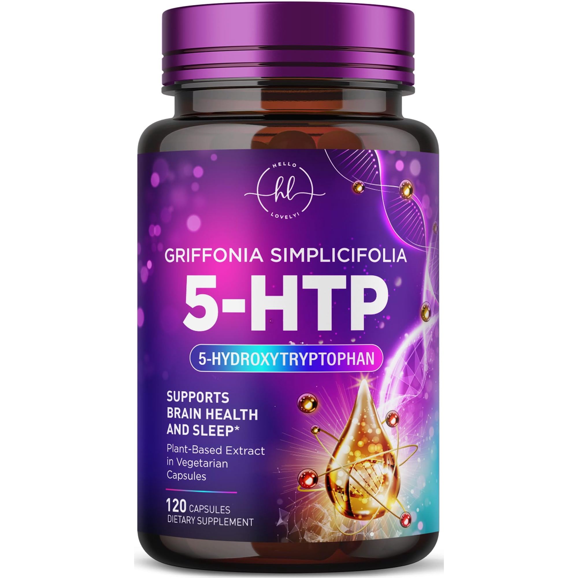 5-HTP Supplement - 200mg per Serving - Extra Strength 5HTP from Griffonia Simplicifolia - Supports Restful Sleep, Natural Calm & Brain Health - 5 Hydroxytryptophan - Bottled in USA - 120 Capsules