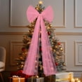 thumbnail image 3 of EP 49 Inches Christmas Tree Topper Bow Large Fluffy Tulle Christmas Bow for Car Giant Wreath Wall Decor with Long Streamers for Xmas Home Wedding Car Holiday Decor Supplies(Pink), 3 of 7
