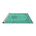 thumbnail image 2 of Ahgly Company Machine Washable Indoor Round Medallion Turquoise Blue Traditional Area Rugs, 7' Round, 2 of 4