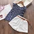 thumbnail image 2 of WIBACKER 2-7T Kids Girl Summer Outfits Set Cotton Floral Ruffle Sleeveless Tank Top + Shorts with Belt, 2 of 14