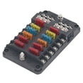 thumbnail image 2 of Bloque De Fusibles De Cuchilla, Caja De Fusibles De 12 Vías Con Indicador LED Caja De Fusibles Impermeable De 12 A 32 V CC Con Indicador LED Automotriz Carro De Golf Camión Coche Barco Marina RV Furgo, 2 of 7