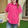thumbnail image 6 of LTTVQM Dress Shirts for Girls Boys Short Sleeve 2026 Spring Summer School Uniform Casual Cute Button Down Shirt Hot Pink 9-10 Years, 6 of 6