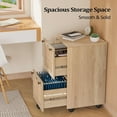 thumbnail image 4 of HYJY 2 Drawer File Cabinet with Lock, Rolling File Cabinets for Home Office, Small Printer Stand, Wood Rattan Oak File Organizer, Under Desk Filing Cabinet on Wheels for Folders with Tabs, 4 of 18