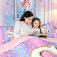 thumbnail image 4 of meiyoeat Mermaid Letter S Twin Comforter Sets for Girls, Glitter Scale Print Bedding Set, Iridescent, Pink Reversible, 2-Piece, 1 Comforter and 1 Pillowcase, 4 of 6