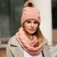 thumbnail image 5 of Lelaffet Women Hat Scarf Set Pom Beanie Girls Cute Winter Ski Hat Slouchy Knit Cap with Fleece Lined Pink, 5 of 6