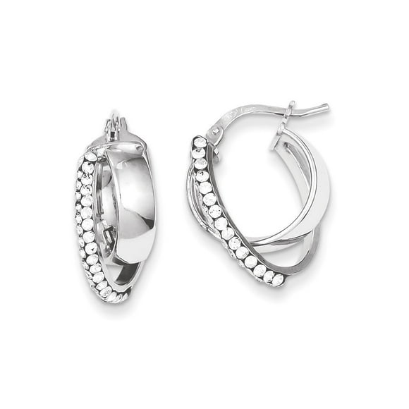 925 Sterling Silver Polished Hinged post Stellux Crystal Hoop Earrings Measures 20x16mm Wide 9mm Thick Jewelry Gifts for