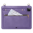 thumbnail image 6 of for iPad Pro 11 2022/2021/2020/2018/Air 4/Air 5 Envelope Wallet Back Case, Premium PU Leather Zipper Pocket Kickstand with Shoulder Strap & Hand Strap Tablet Case Cover - Purple, 6 of 7