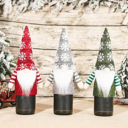 

huanledash Bottle Cover Cap Exquisite Bottle Cover Cap Festive Touch Non Woven Fabric Creative Dwarf Shape Bottle Holder Cover for Home