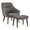 Charcoal-Espresso, variant on Waneta Chair and Ottoman in Pewter Gray Faux Leather with Medium Espresso Legs