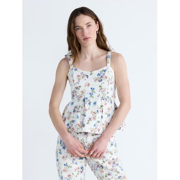 Free Assembly Women's Floral Sleeveless Peplum Top, Sizes XS-XXL