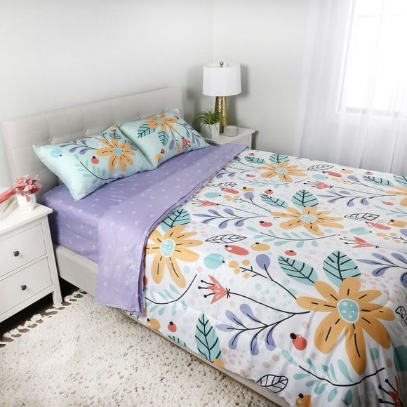 Ensemble de literie 5 pièces pour lit double, floral